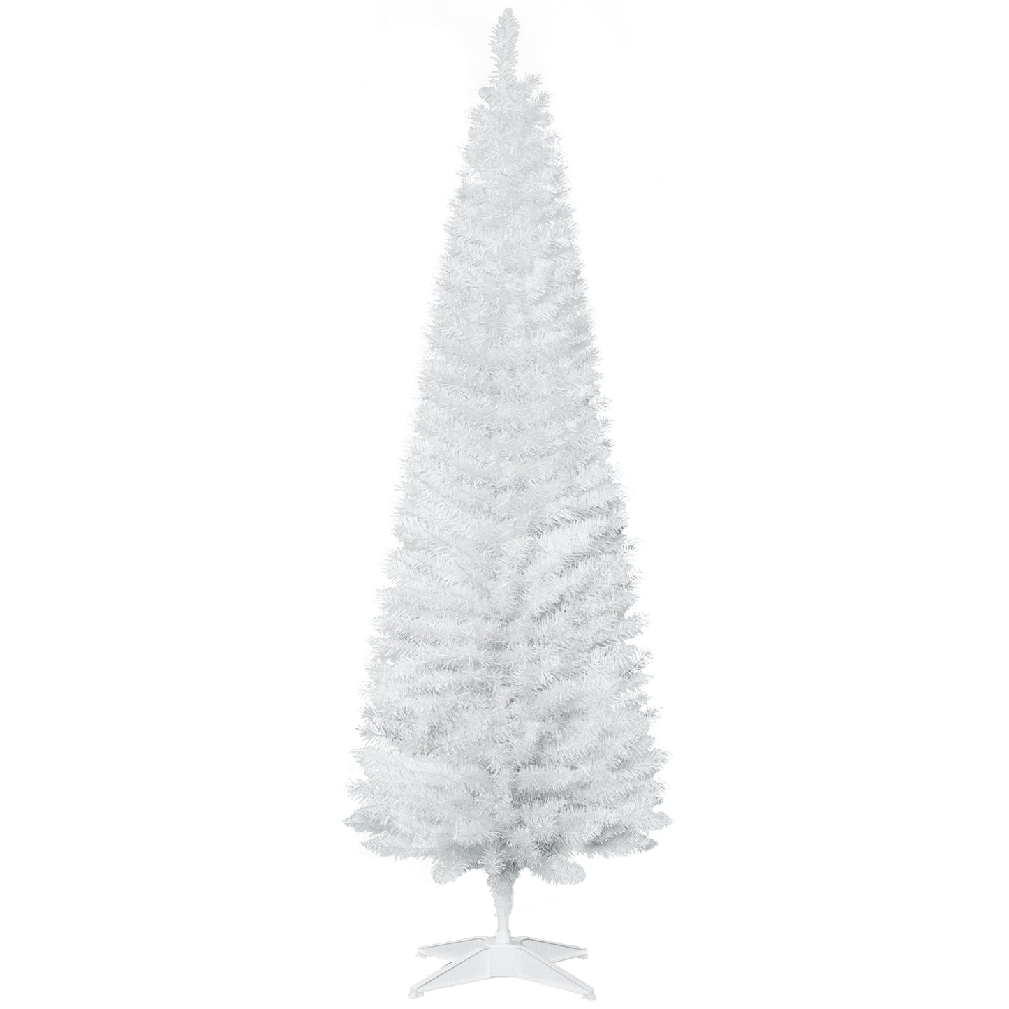 6' Artificial Pencil Christmas Tree, Slim Xmas Tree with 390 Realistic Branch Tips and Plastic Stand, White