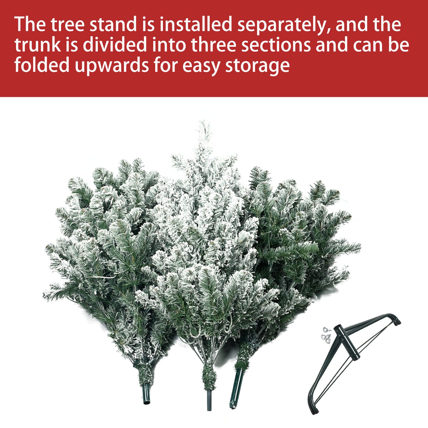 7.5ft PVC Flocking Hinged Tree Environmentally Friendly Fireproof Artificial Christmas Flocked Tree