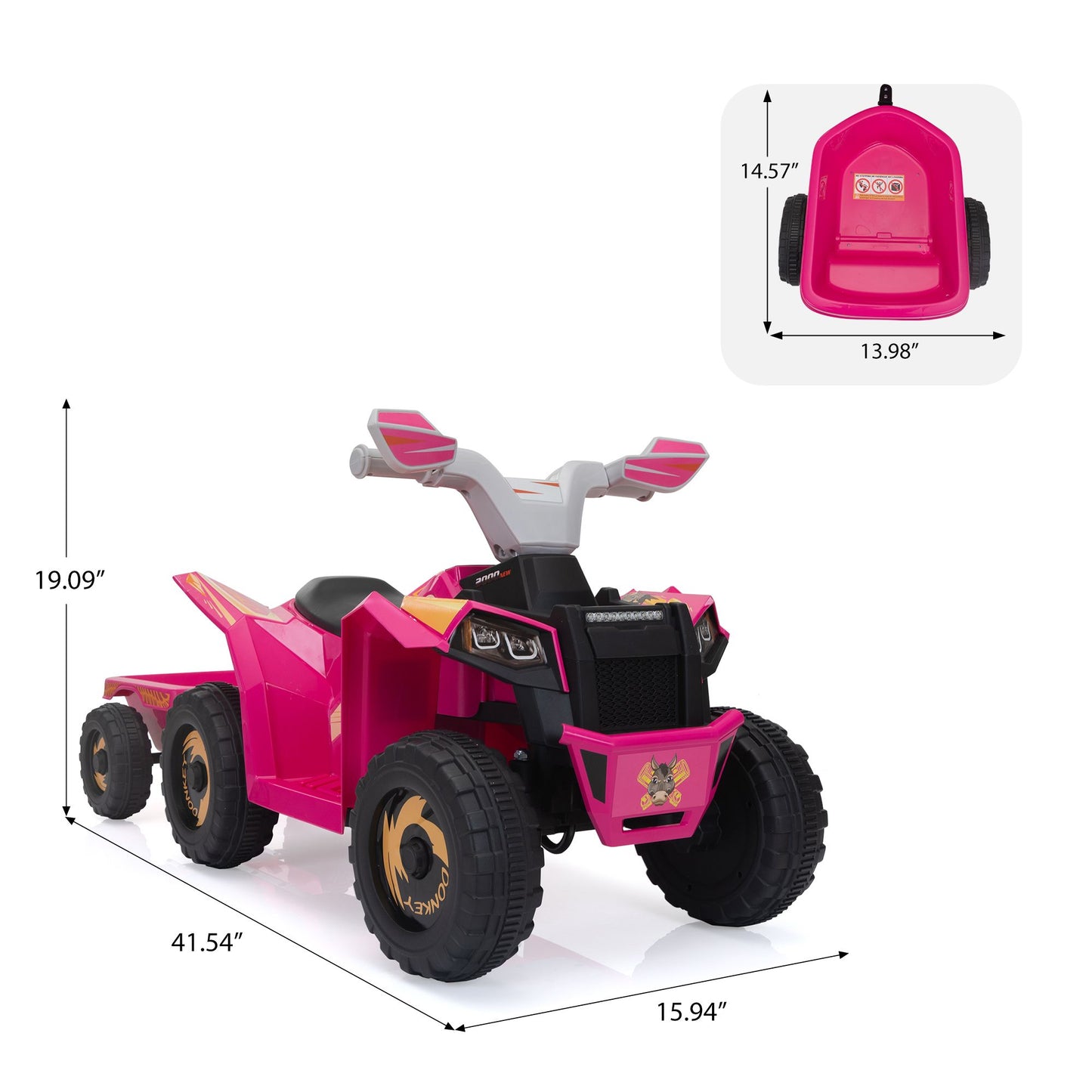 Children's Beach Car - with Trailer - Pink