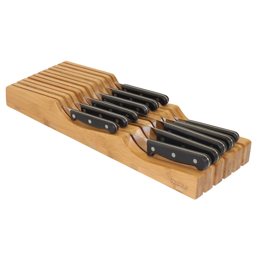 Oceanstar In-Drawer Bamboo Knife Organizer