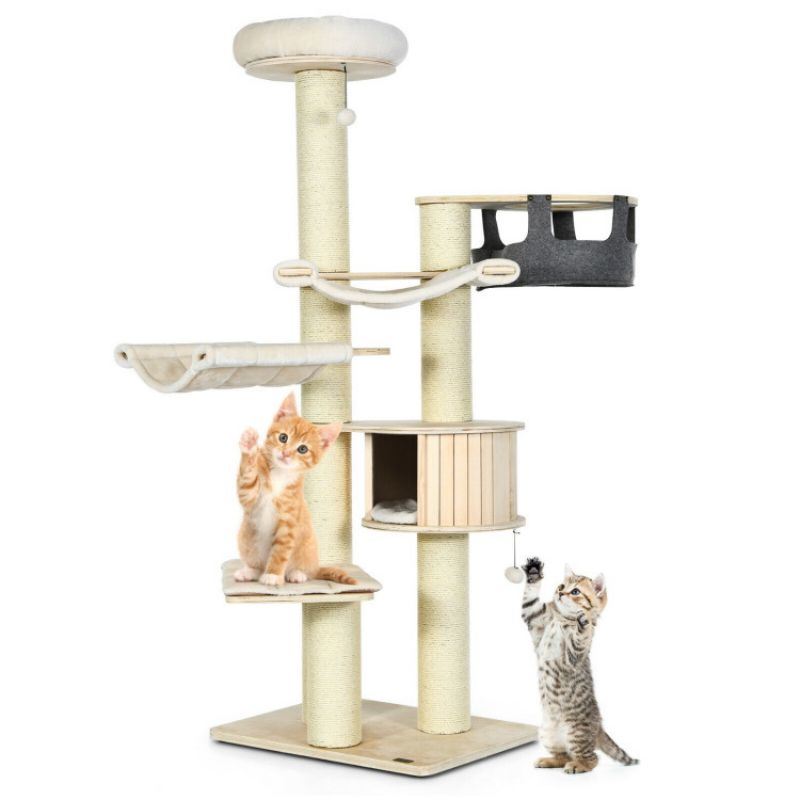 77.5 Inch Cat Tree Condo Multi-Level Kitten Activity Tower with Sisal Posts