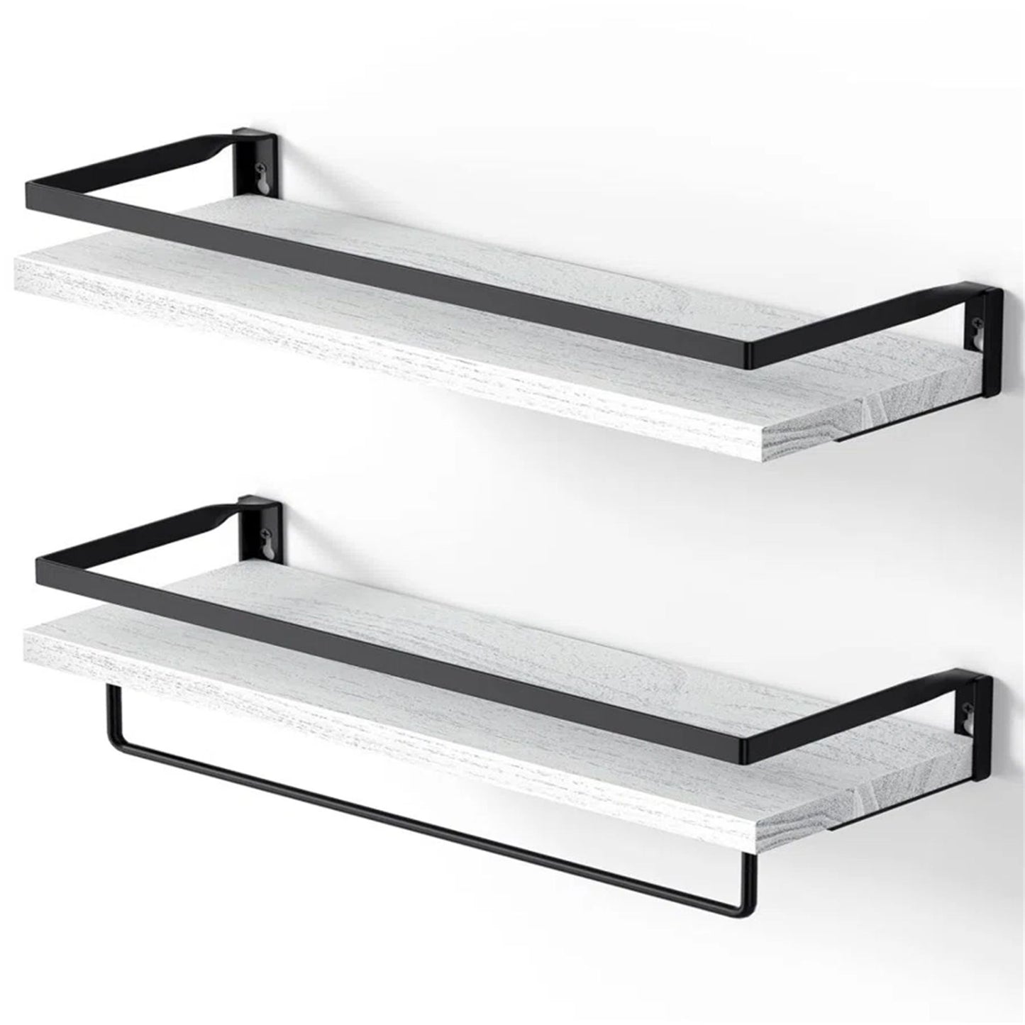 Bathroom Shelf with Towel Bar Set of 2