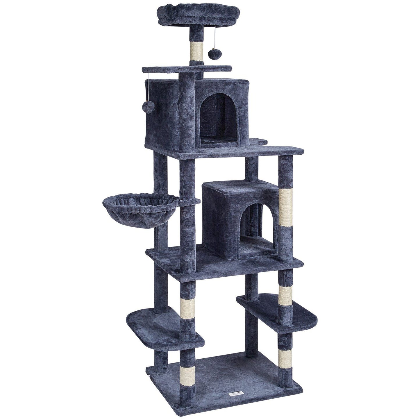 VEVOR Cat Tree 68.5" Cat Tower with Cat Condos Sisal Scratching Post Dark Grey