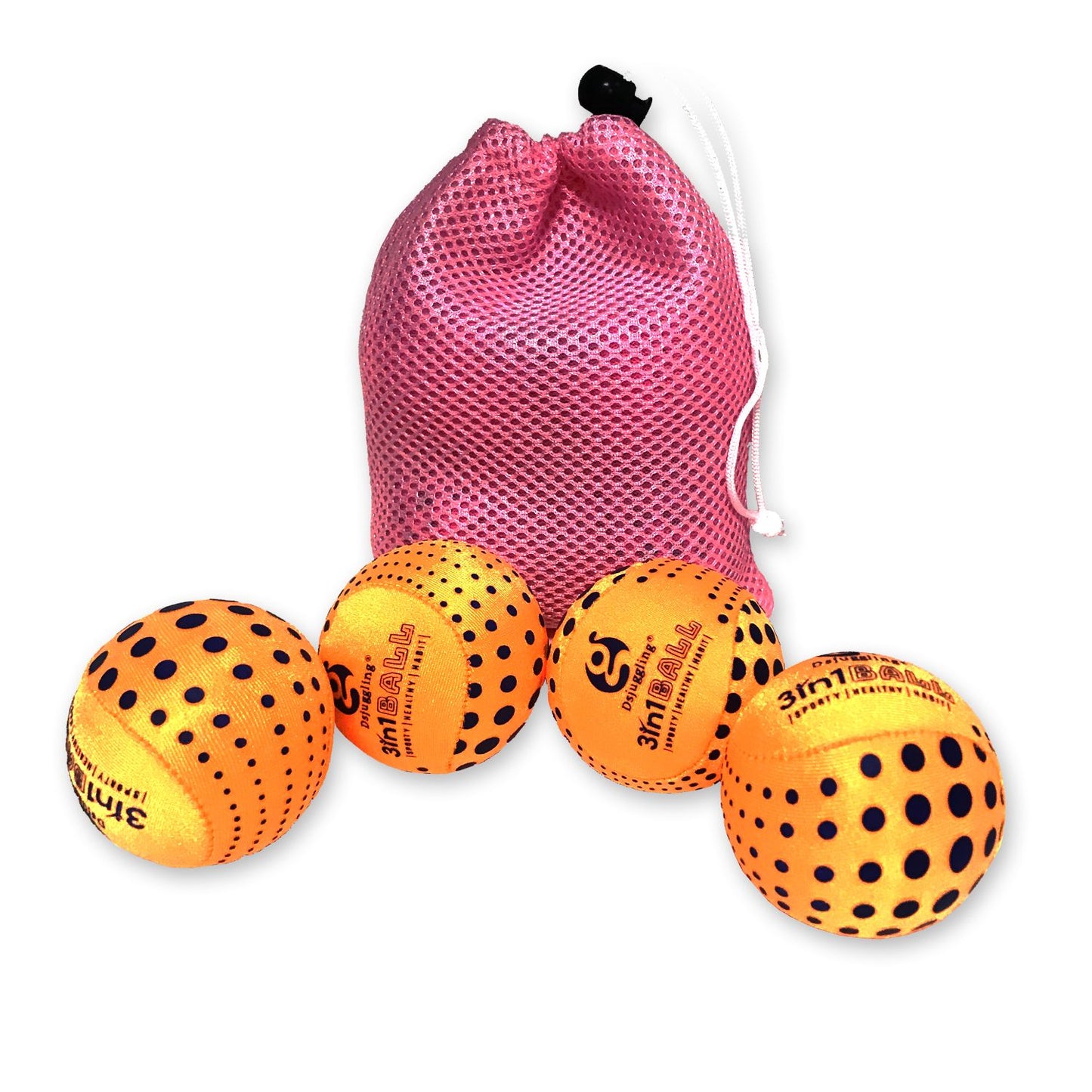 DSJUGGLING 4 Pieces Washable Juggling Balls for Beginners and Professionals Set of 4 100g Each - Soft Easy Juggle Balls, Multiple Practice Juggling Ball Kits for Kids & Adults