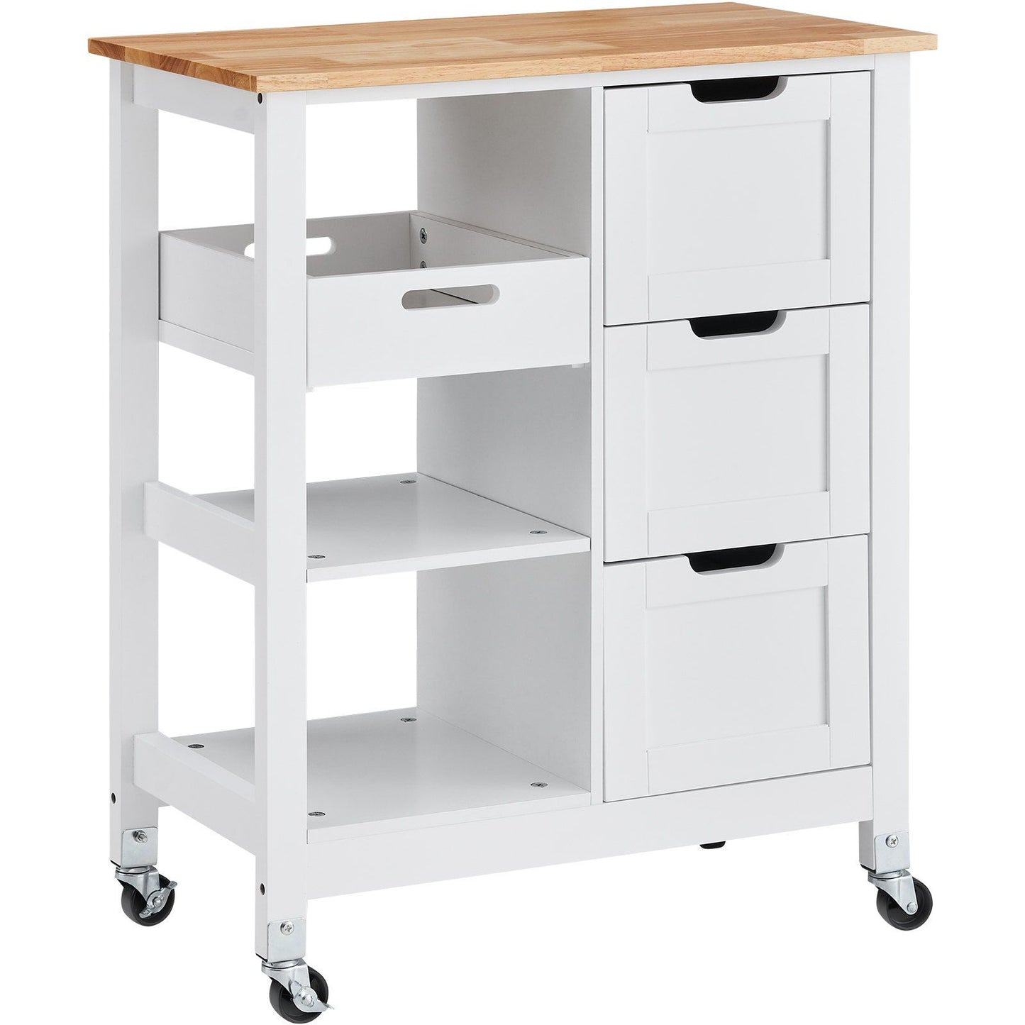 VEVOR Kitchen Island Cart Rolling Storage Cabinet on Wheel with Drawer & Shelves