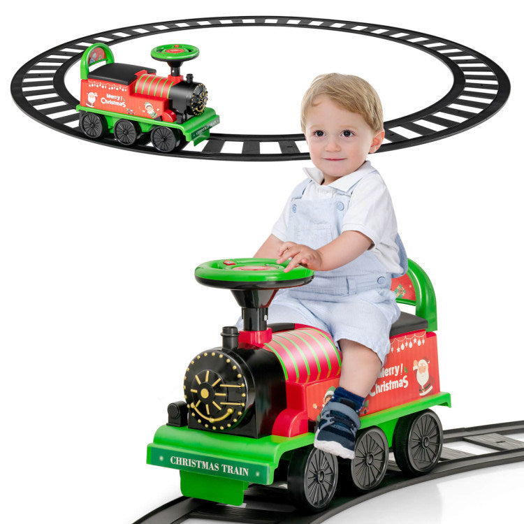 6V Electric Kids Ride On Car Toy Train with 16 Pieces Tracks