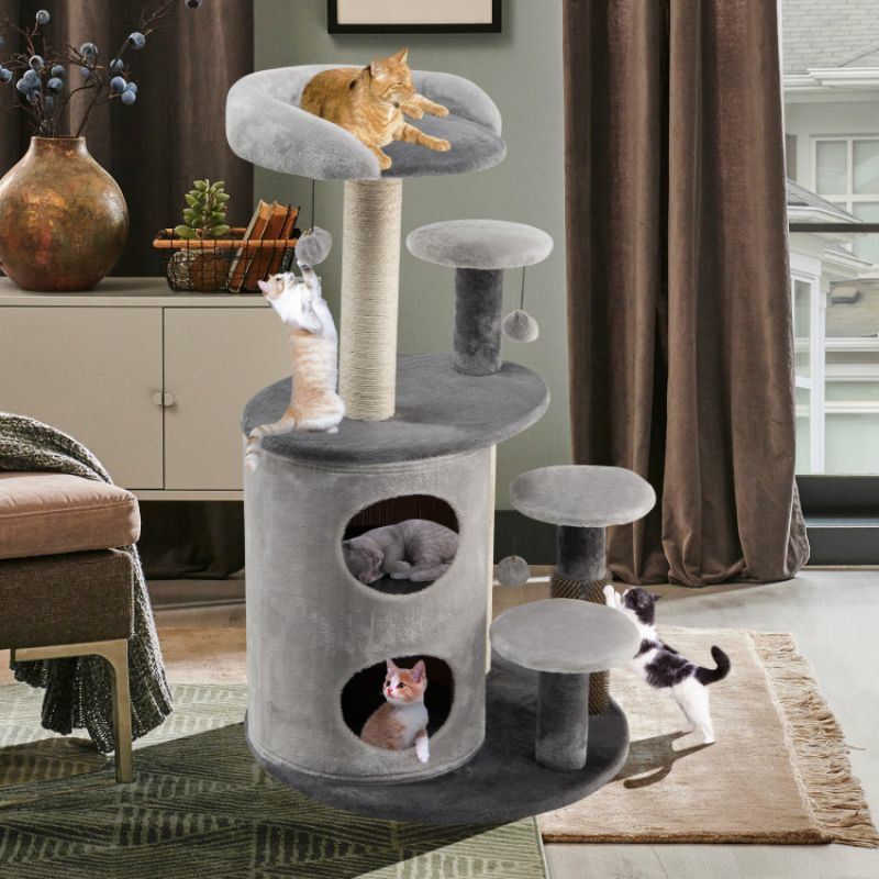 40 Inch Cat Tree Tower Multi-Level Activity Tree with 2-Tier Cat-Hole Condo