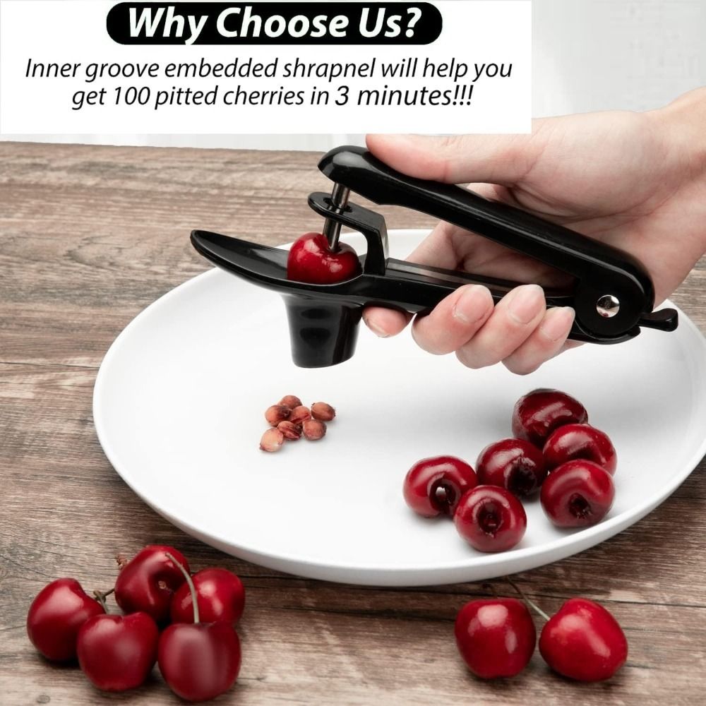 Cherry Pitter - Stainless Steel Cherries Corer Pitter Tool With Hand-held Push Design, Save Time & Space For Making Cherry Jam With Lock Design