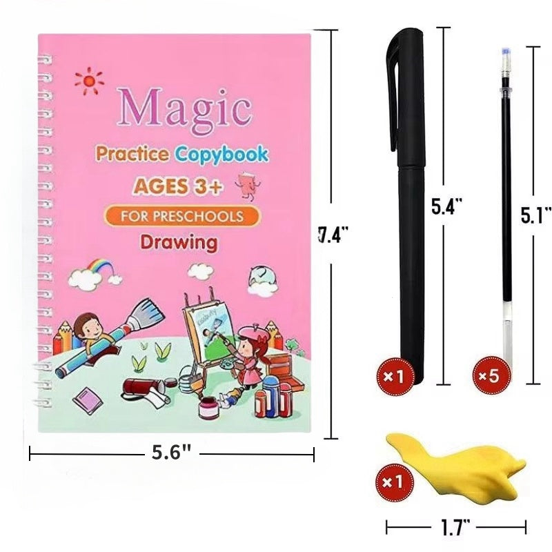 Early Education Magic Copybook Reusable Handwriting Practice  Kids Drawing Ink Workbook Children Pen Control Training Writing Drawing Educational Toy