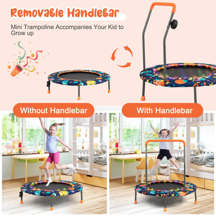 36 Inch Mini Trampoline with Colorful LED Lights and Bluetooth Speaker