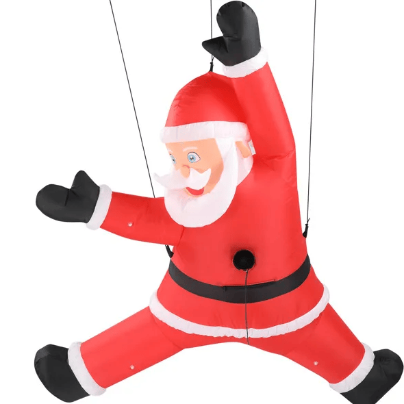 4.9 FT Lighted Christmas Inflatable Decoration, Inflatable Hanging Santa Claus With Gift Bag, Funny Blow Up Yard Decorations With Built-in LED Lights For Holiday Party Front Yard Lawn Garden Decor