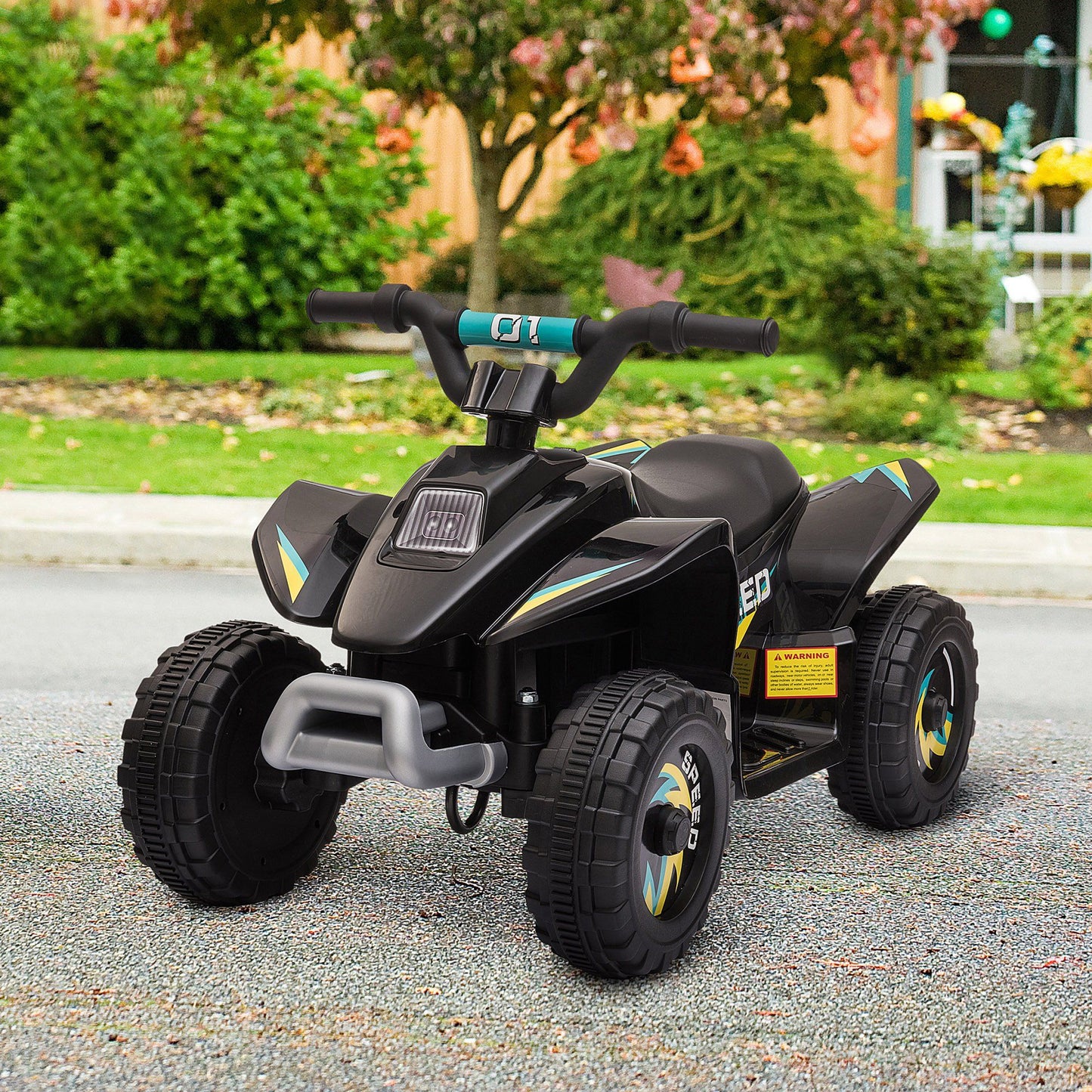 Aosom 6V Kids ATV 4-Wheeler Ride on Car, Electric Motorized Quad Battery Powered Vehicle with Forward/Reverse Switch for 18-36 Months Old Toddlers, Black