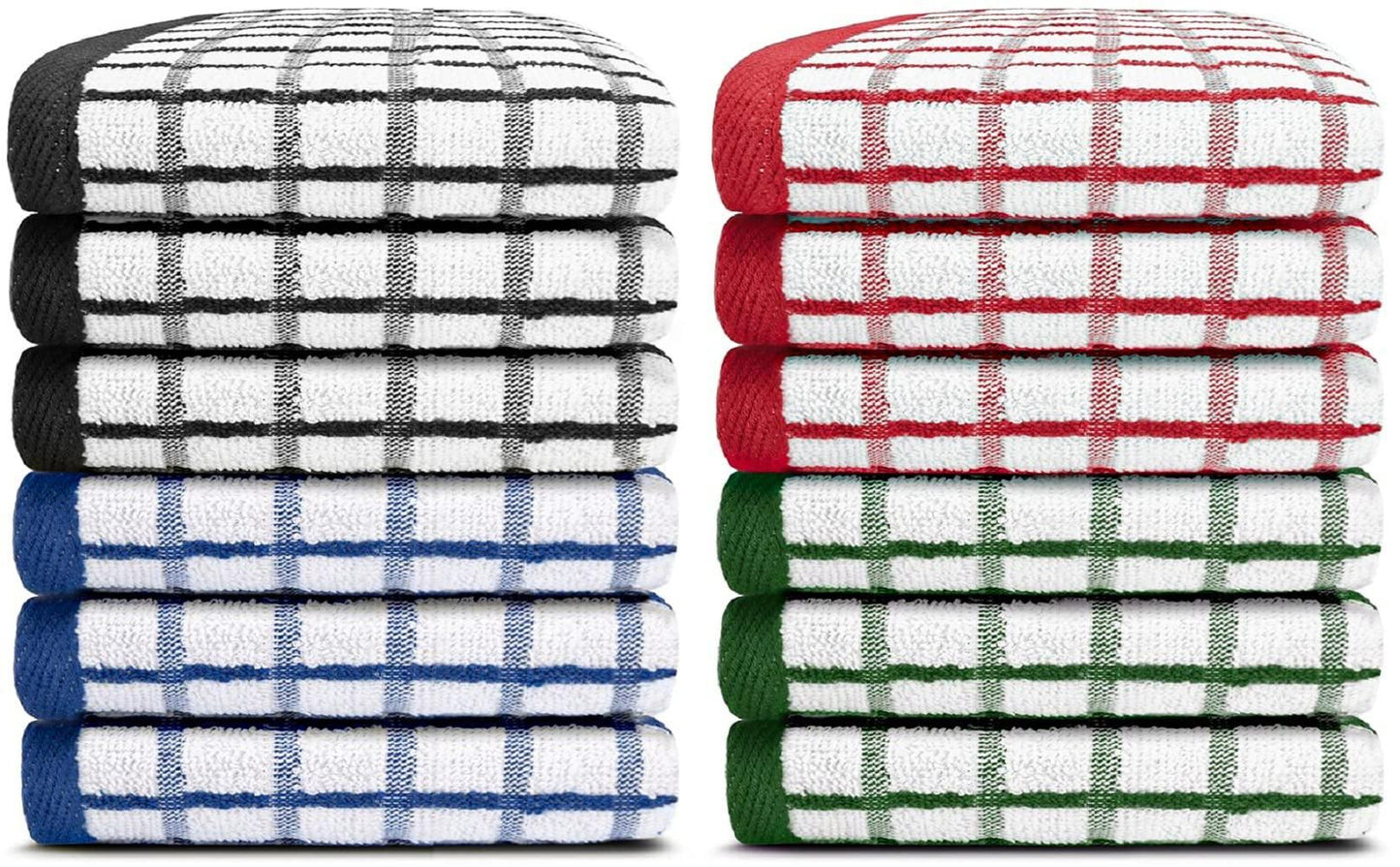 12 Pack Premium Dish Cloths for Kitchen Heavy Duty Absorbent 100% Cotton 410 GSM Terry Kitchen Towels 12x12 Multi Color