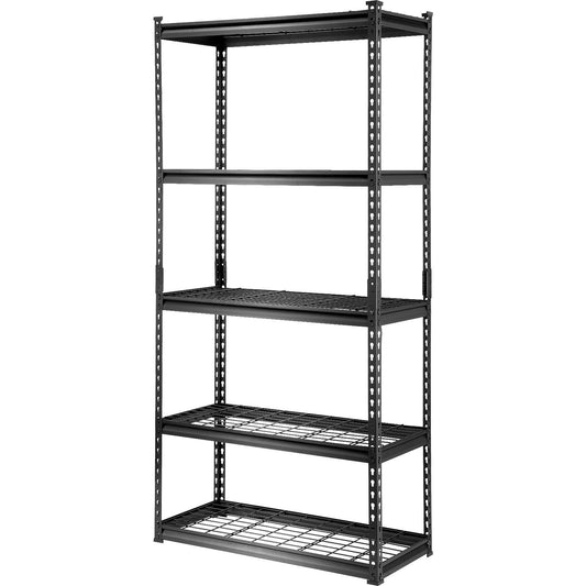 VEVOR Storage Shelving Unit, 5-Tier Adjustable, 2000 lbs Capacity, Heavy Duty Garage Shelves Metal Organizer Wire Rack, Black, 36" L x 16" W x 72" H for Kitchen Pantry Basement Bathroom Laundry Closet