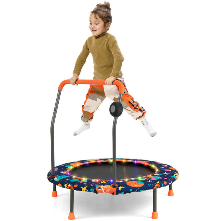 36 Inch Mini Trampoline with Colorful LED Lights and Bluetooth Speaker