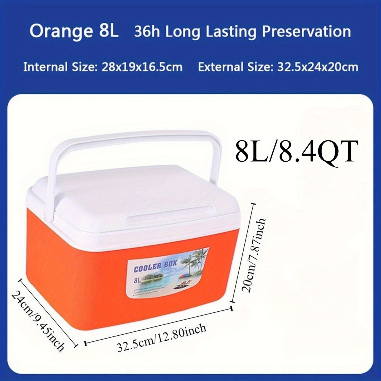 1/5.2/8.4/13.7/28.5/47.5 QT picnic incubator, fresh-keeping box, outdoor picnic, barbecue, camping portable incubator, fresh orange box