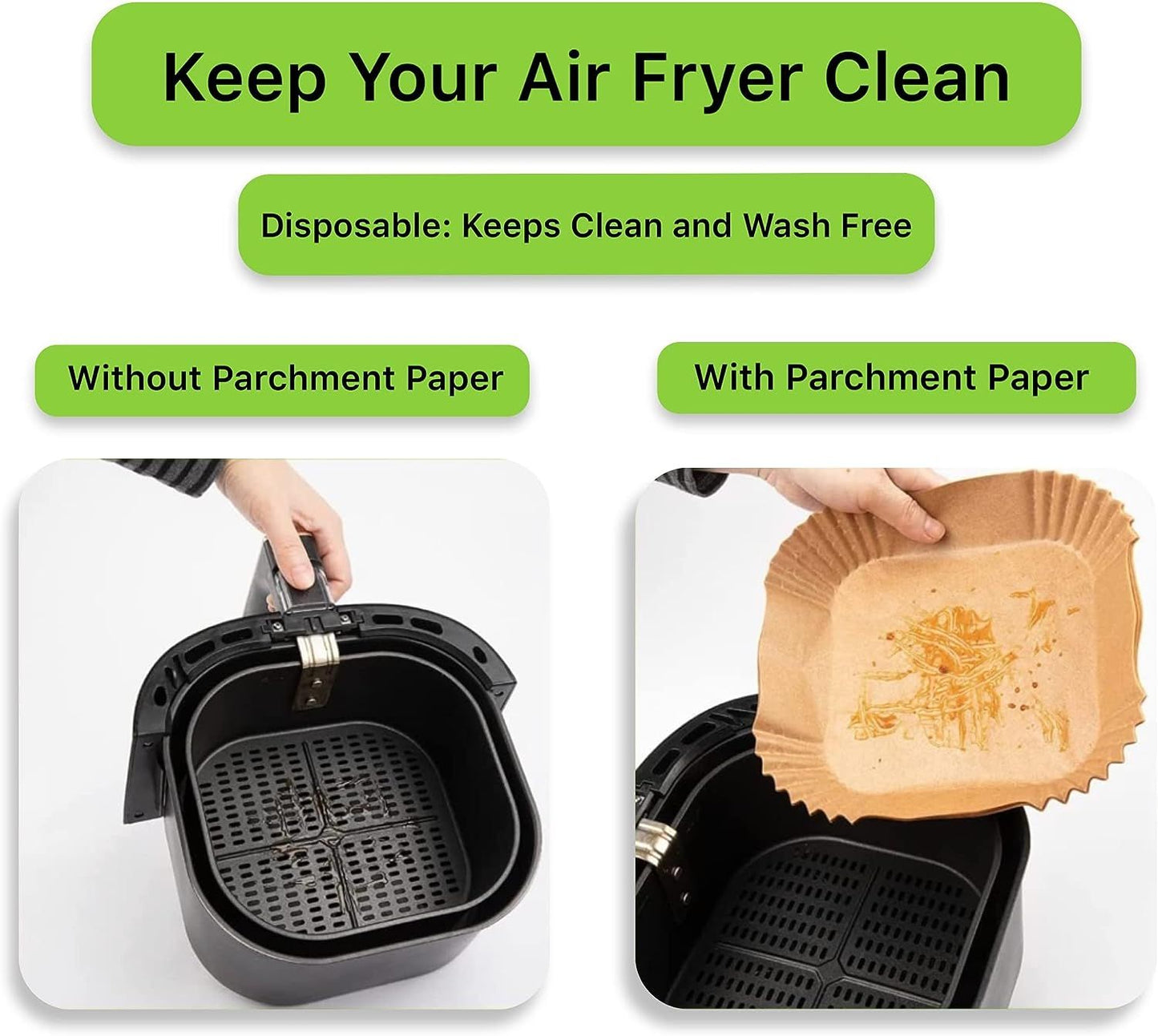 50pcs Air Fryer Liner, Baking Disposable Air Fryer Parchment Paper, Multipurpose Oil-absorbing Paper Tray