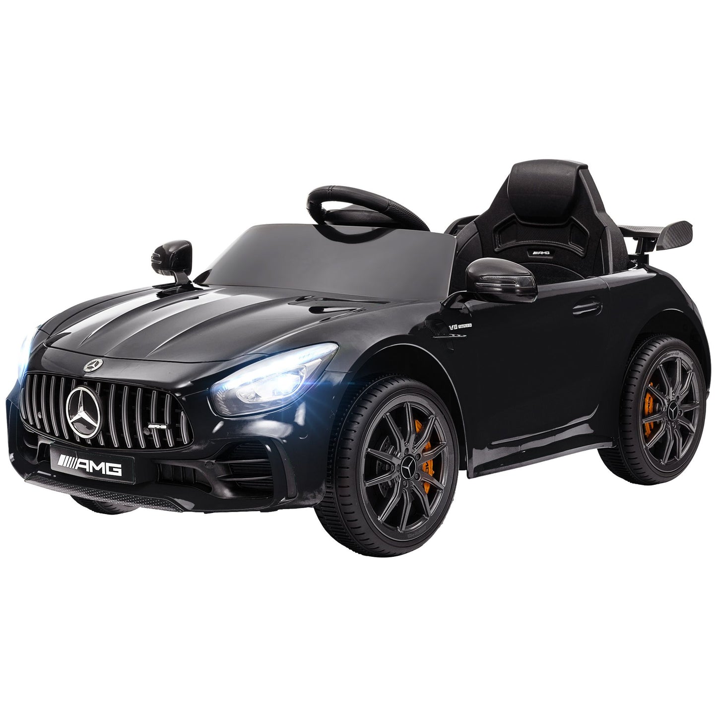 Qaba Mercedes-Benz AMG GTR Licensed 12V Kids Ride on Car, Battery Powered Kids Electric Car with Remote Control, Transport Wheels, Soft Start, Lights, Music, Horn & 3 Speeds for 3-6 Years, Black