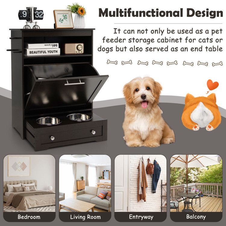 Pet Feeder Station with Stainless Steel Bowl