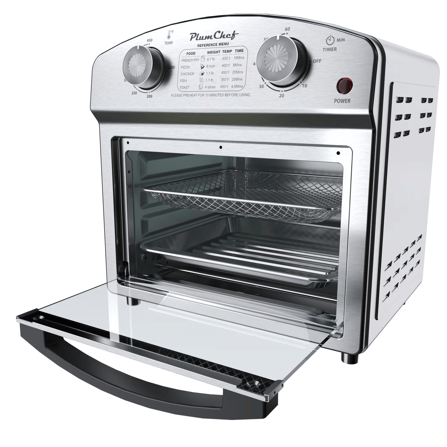 Stainless Steel 12 Liter Air Fryer With Dual Knob Control