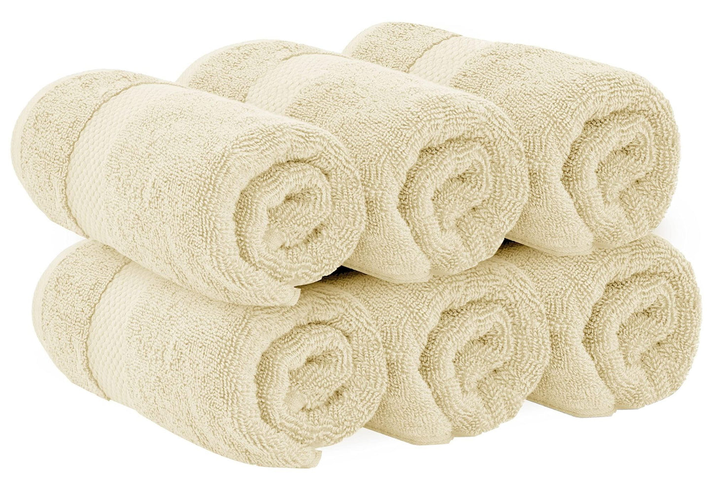 Luxury Hand Towels Turkish Cotton for Hotel Spa Bathroom Towel 16x30 inch 6 Pack Beige Color