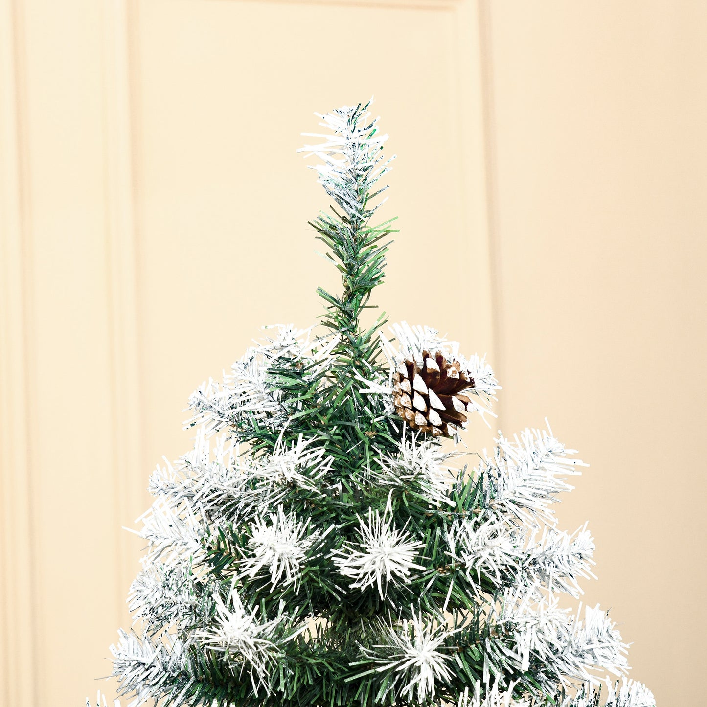 6ft Unlit Snow-Dusted Full Fir Artificial Christmas Tree with Realistic Branches, 61 Pine Cones and 800 Tips