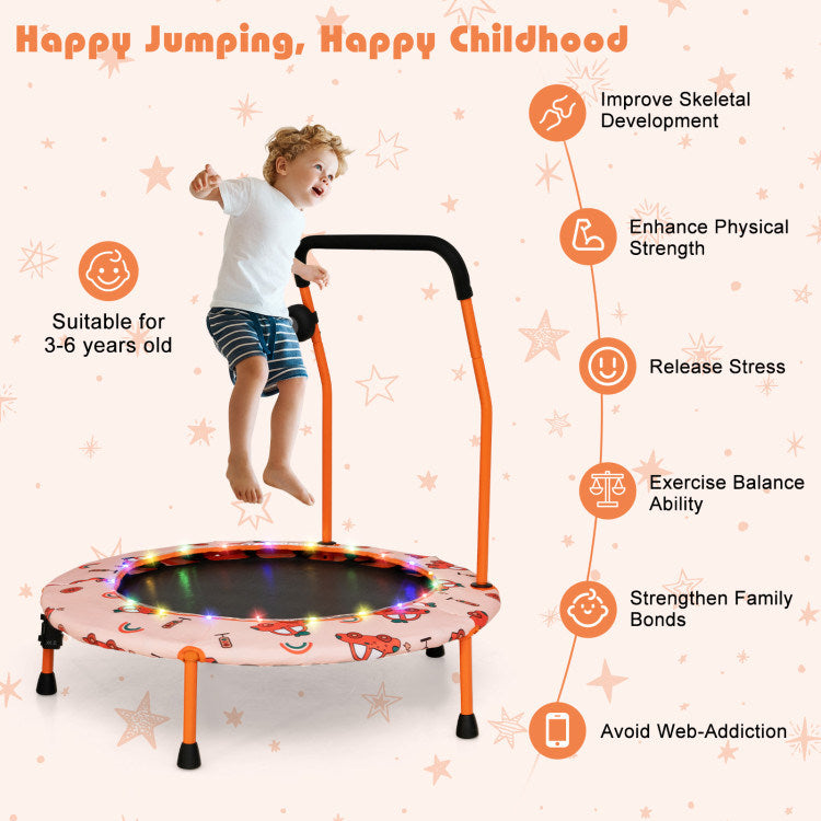 36 Inch Mini Trampoline with Colorful LED Lights and Bluetooth Speaker