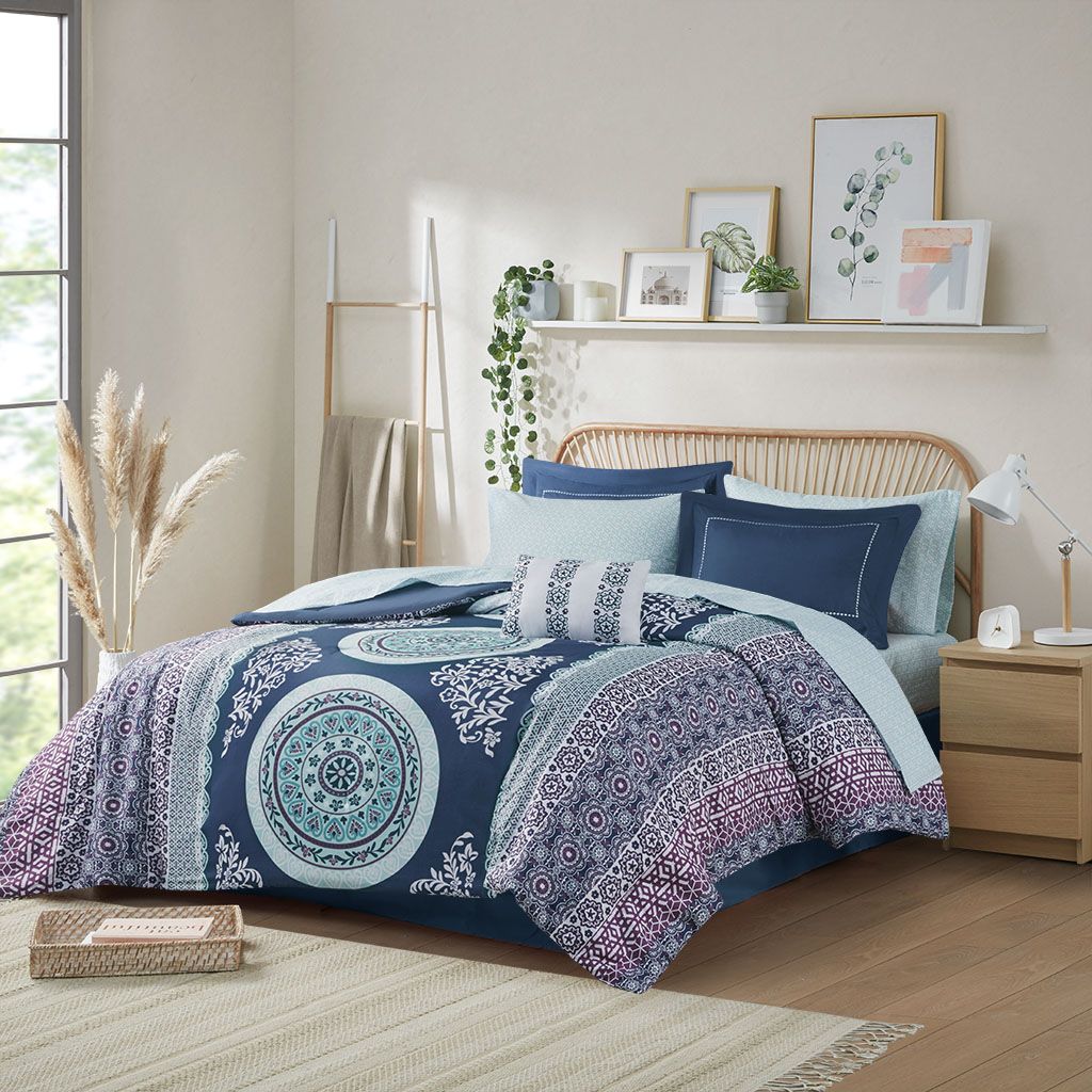 Queen Boho Comforter Set with Bed Sheets