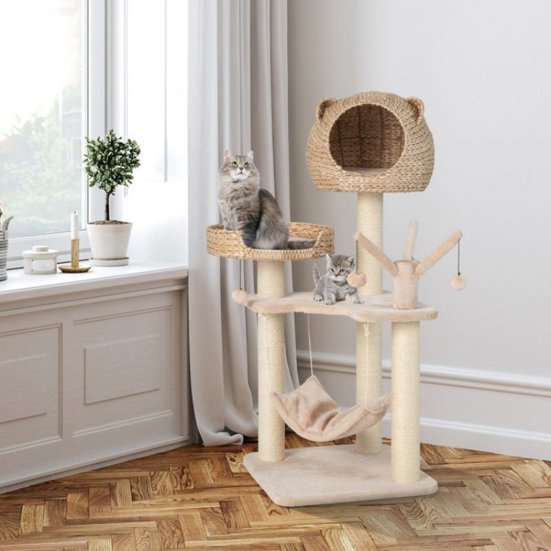 Multi-Level Cat Tree with Condo Hammock and Rotatable Hanging Balls