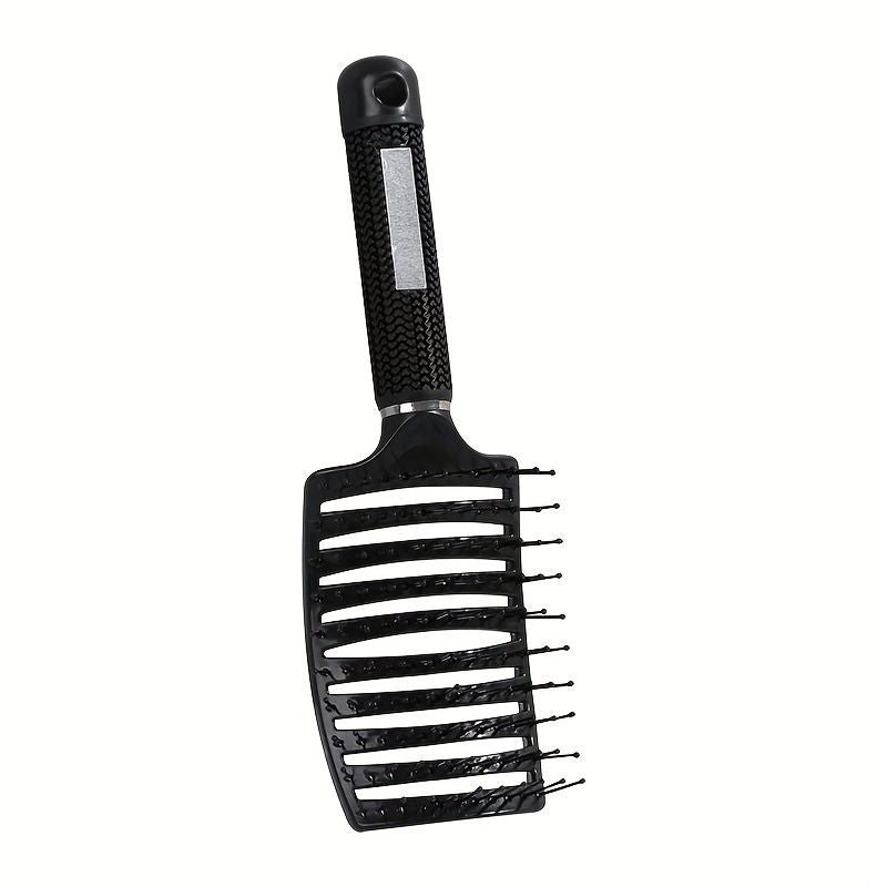 Curved Vented Styling Hair Brushes with Detangling Pins, Professional Paddle Detangler Hairbrush for All Hair Types For Women, Men, Wet And Dry Hair Black