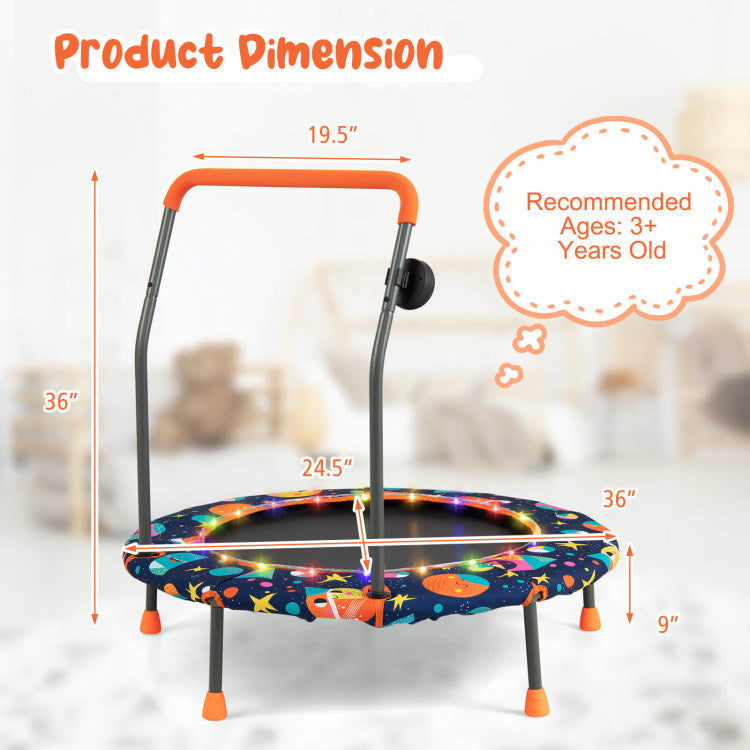 36 Inch Mini Trampoline with Colorful LED Lights and Bluetooth Speaker