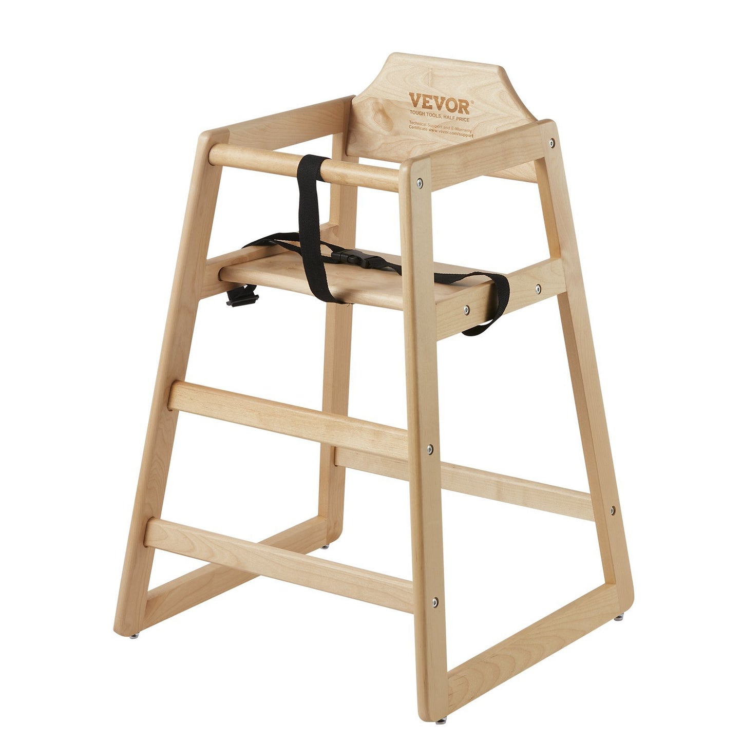 VEVOR Wooden High Chair for Babies & Toddlers, Double Solid Wood Feeding Chair, Eat & Grow Portable High Chair, Easy to Clean Baby Booster Seat, Compact Toddler Chair, Natural