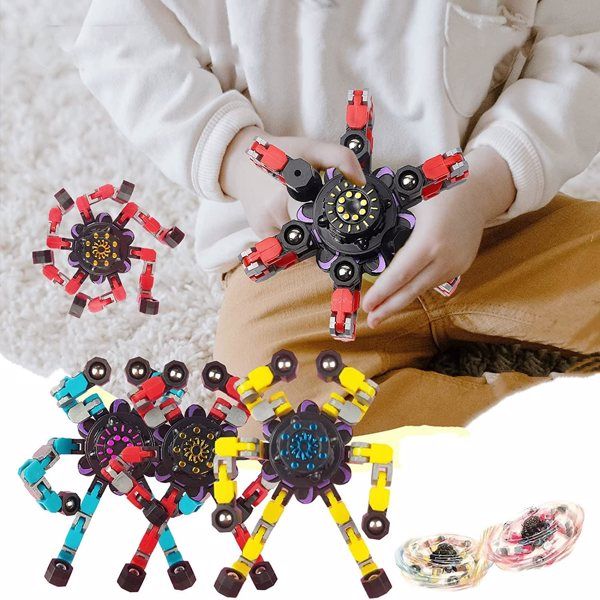 Deformable Fidget Robot, Deformable Fingertip Gyro, Kids DIY Deformable Robot Fingertip Spinner, Spinning Vent Chain Fidget Toys Creative Decompression Gyro Robot Toys (8Pcs)