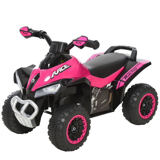 Aosom NO Power Kids Ride On Push Car, Ride Racer, Foot-to-floor Sliding Car, Walking ATV Toy with Music, Lights, for 1.5-3 Years Old, Pink