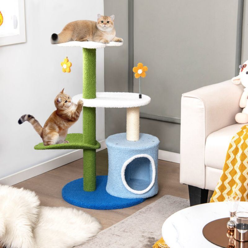 34.5 Inch 4-Tier Cute Cat Tree with Jingling Balls and Condo