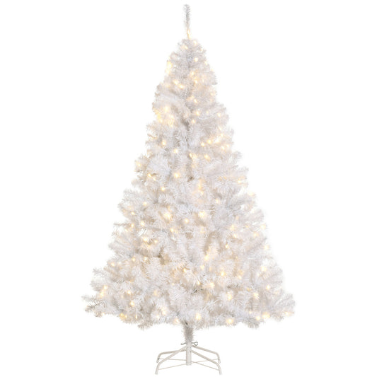 6' Tall Prelit Christmas Tree Douglas Fir Artificial Christmas Tree with Realistic Branches, 250 Warm White LED Lights and 1000 Tips, White