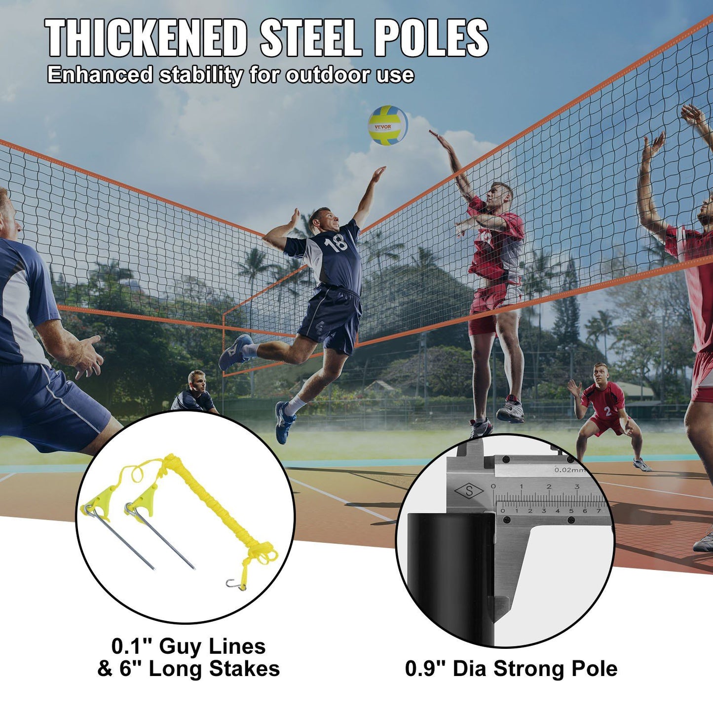 VEVOR 4-Way Volleyball Net, Adjustable Height Badminton Net Set for Backyard Beach Lawn, Outdoor Portable Volleyball Net with Carrying Bag, 4 Square Quick Assemble Game Set For Kids And Adults