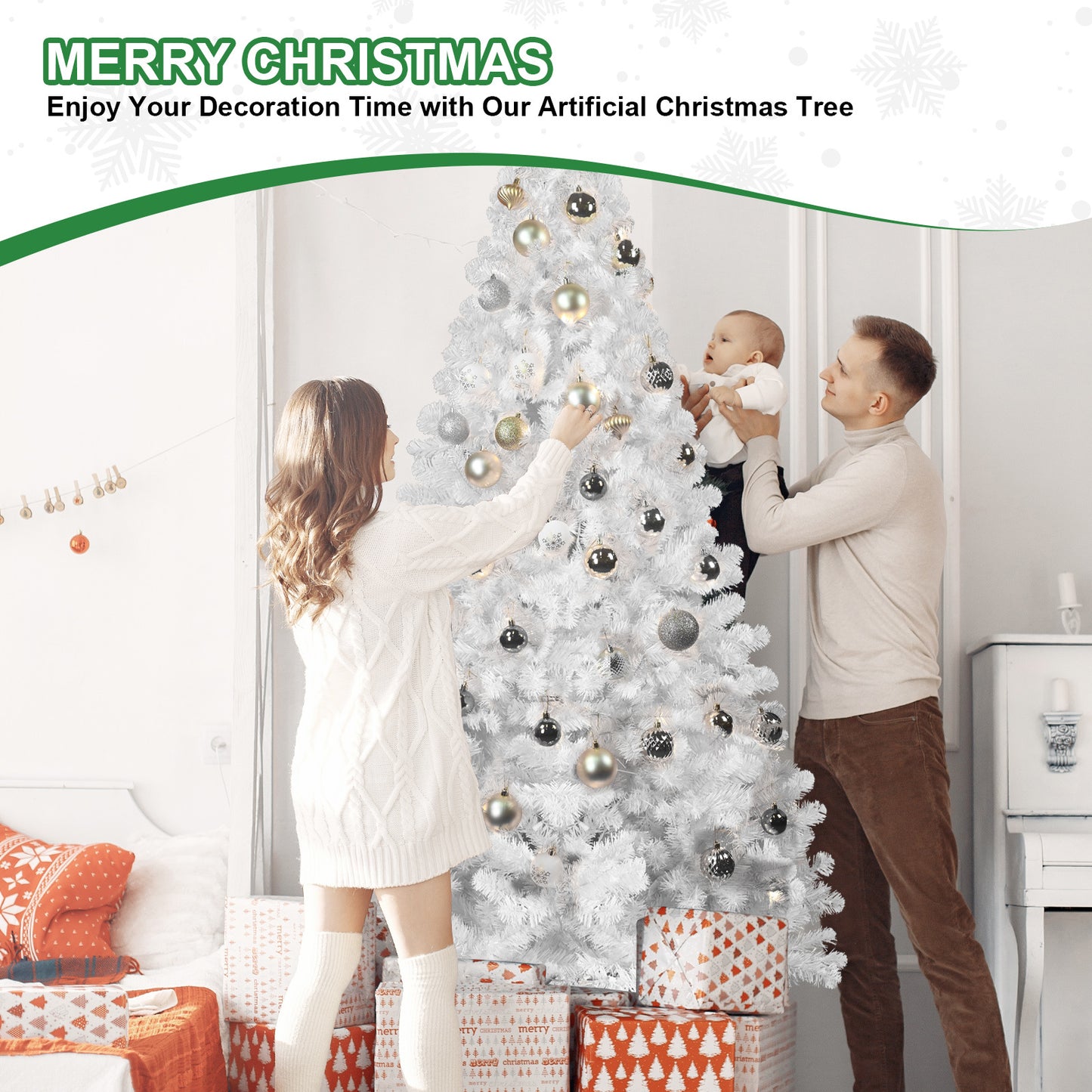 5ft PVC White Christmas Tree ,Environmentally Friendly Fireproof Artificial Christmas Tree