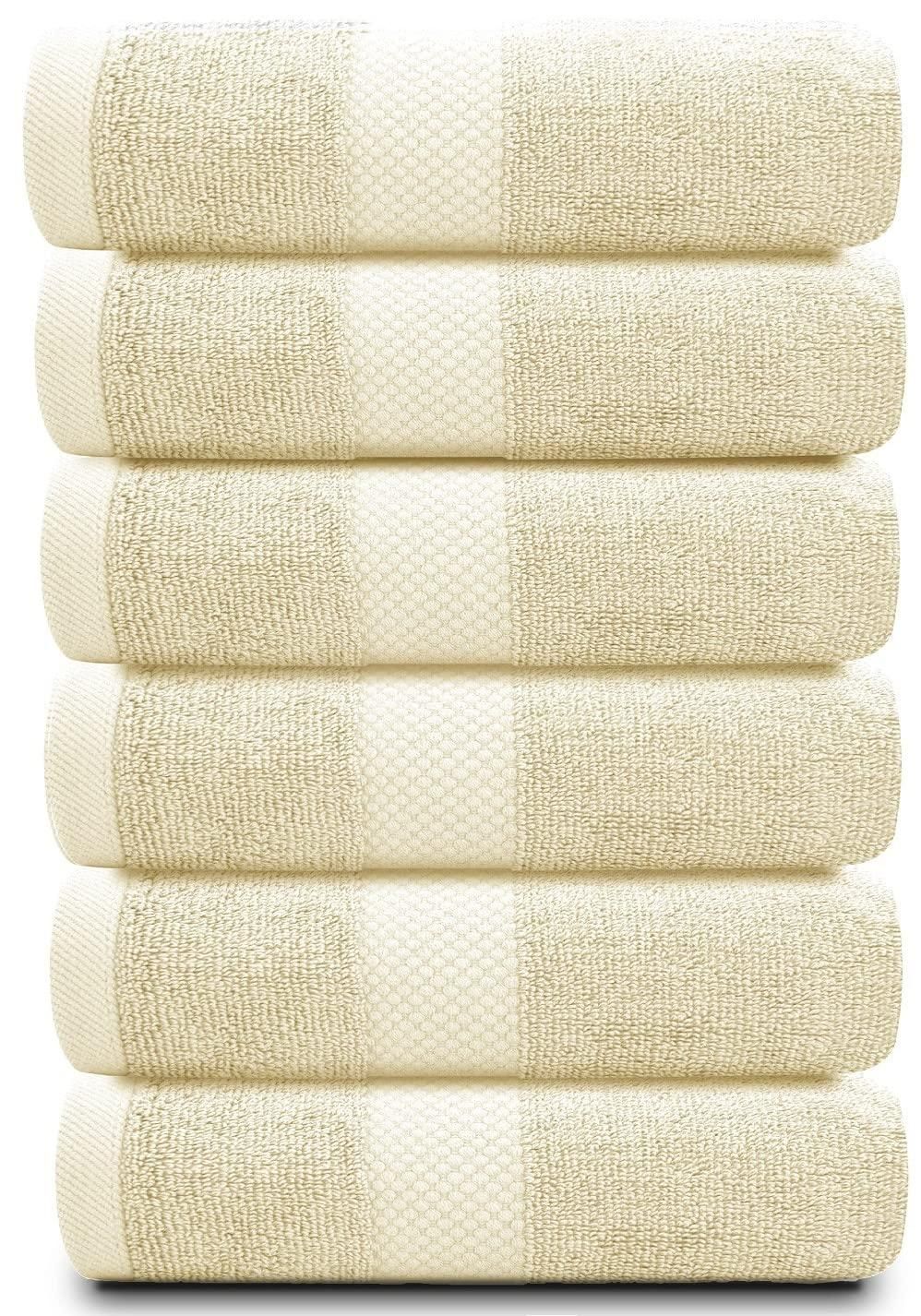 Luxury Hand Towels Turkish Cotton for Hotel Spa Bathroom Towel 16x30 inch 6 Pack Beige Color