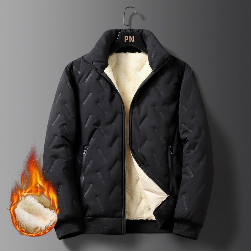 Winter cotton jacket, men's small padded jacket, versatile, velvet, thickened, windproof and coldproof stand collar