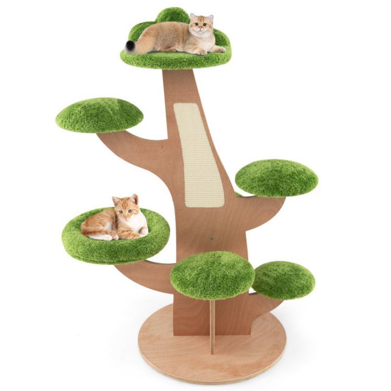 50 Inch Pine Shape Cat Tree for Indoor Cats with Sisal Scratching Board