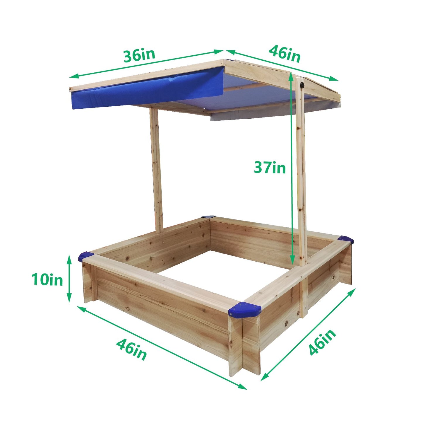 Children's Wooden Sandbox with Adjustable Canopy, Sandpit with Covers Kids Wood Playset Outdoor Backyard - Upgrade Retractable,45.3"L x 45.3"W x 46.5"H,Golden Red