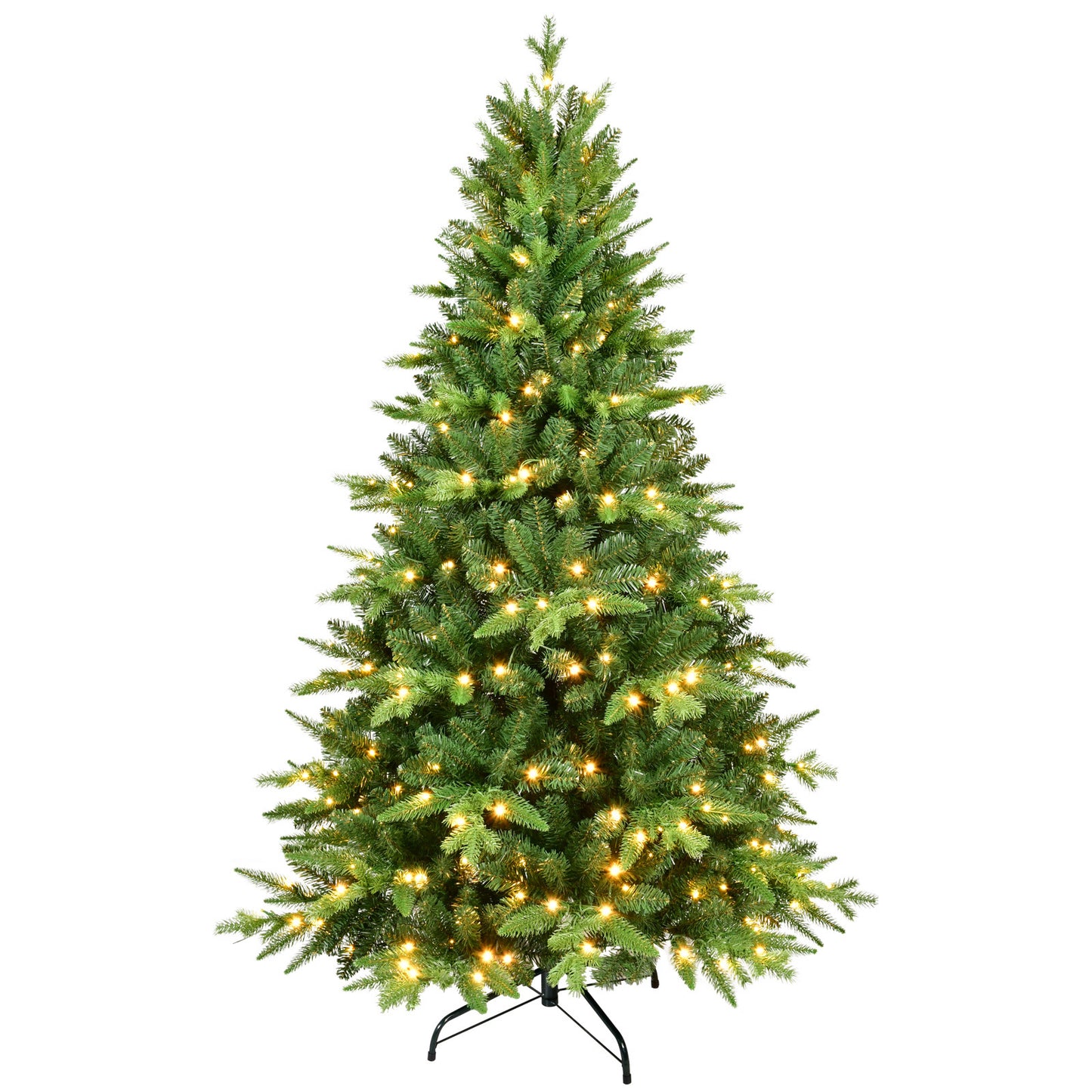 6FT PE/PVC Mixed Automatic Christmas Tree With Lights Xmas Decoration Light Up Holiday Season