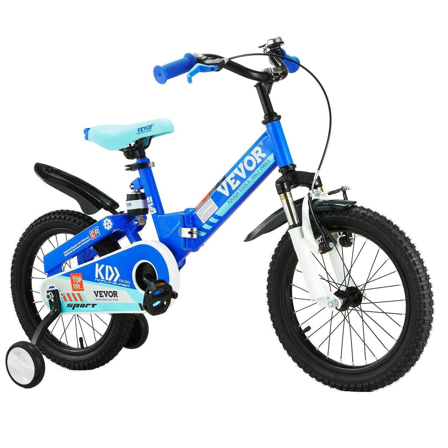 VEVOR Folding Toddler Balance Bike, 16" High-Carbon Steel Kids Bike with Adjustable Seat & Handlebar, Inflatable Tires, Portable Kids Balance Bicycle Gift for 5-8 Years Boys Girls, 99LBS Support