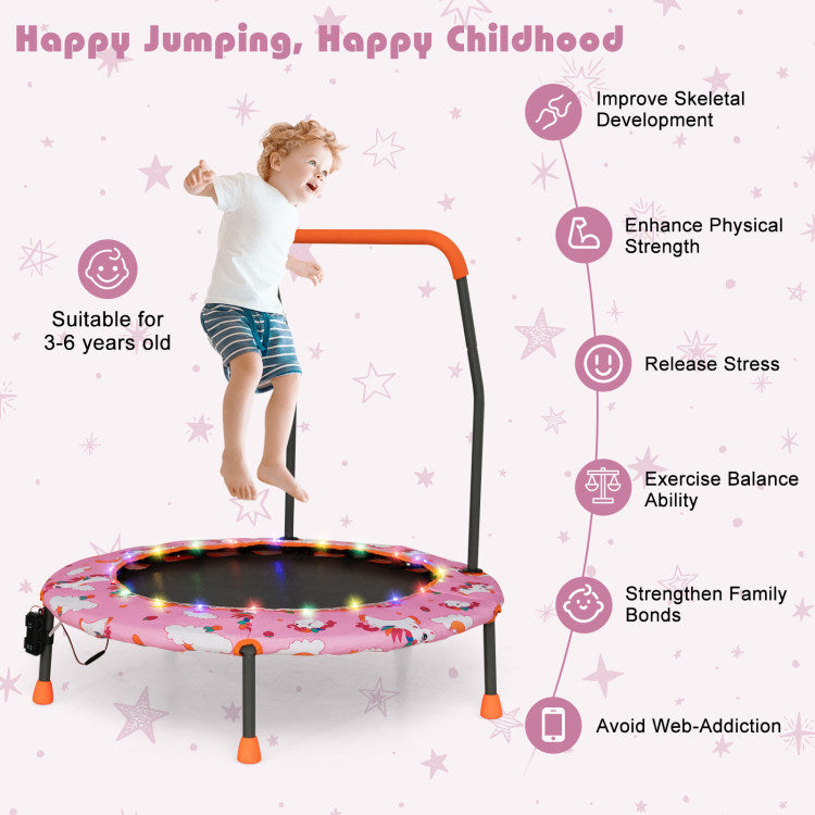 36 Inch Mini Trampoline with Colorful LED Lights and Bluetooth Speaker