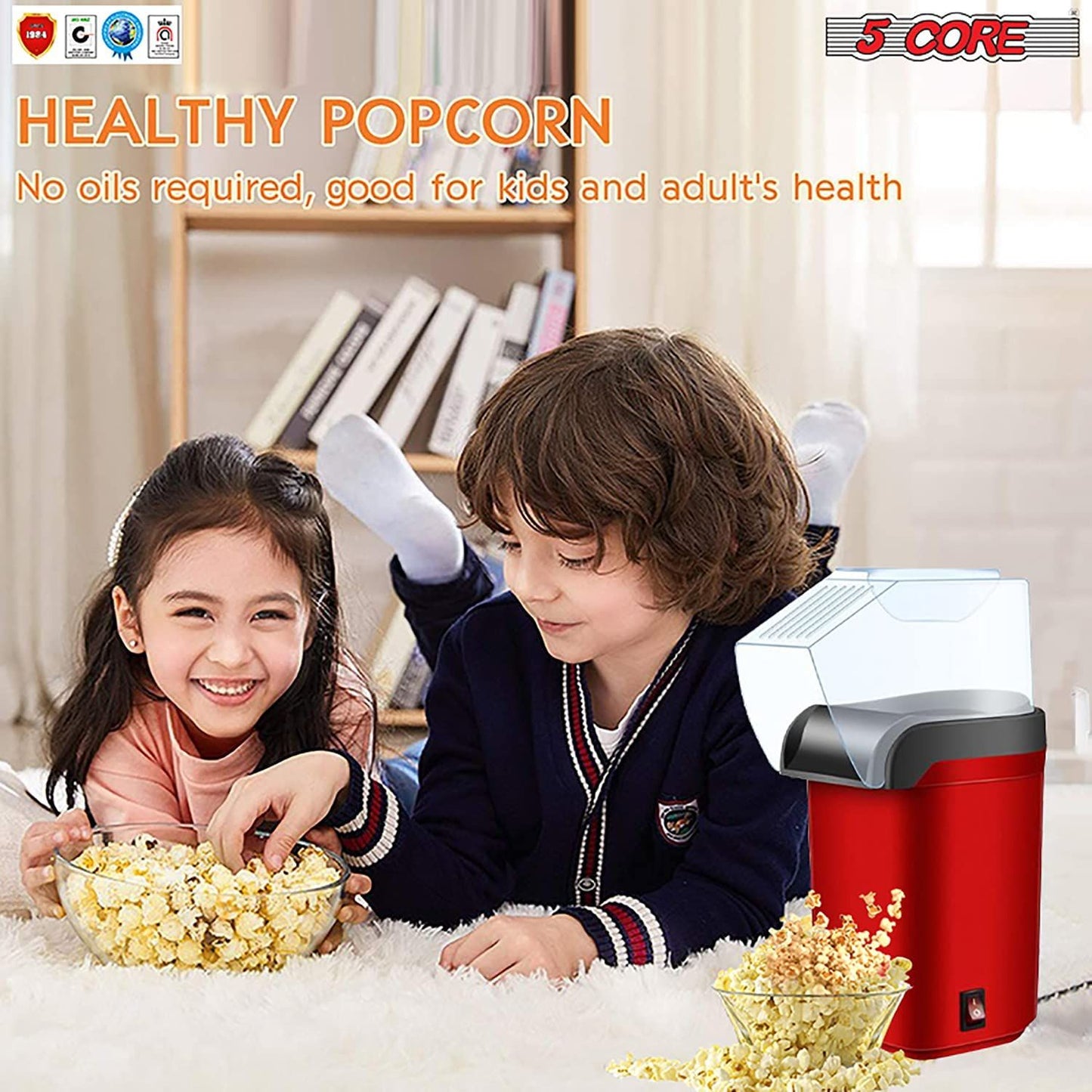 5 Core Popcorn Machine 16 Cup Capacity Hot Air Popper Mini Portable Tabletop Electric Pop Corn Maker Maquina Para Hacer Palomitas De Maiz For Home Movie Party