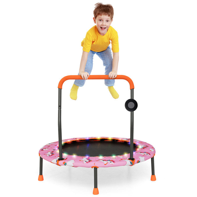 36 Inch Mini Trampoline with Colorful LED Lights and Bluetooth Speaker