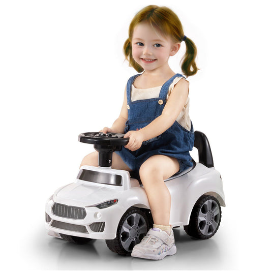 VEVOR Ride On Push Car for Toddlers, Ages 1-3, Ride Racer, Sit to Stand Toddler Ride On Toy, Classic Kids Ride On Car with Music Steering Wheel & Under Seat Storage, Ride On Toy for Boys Girls, White