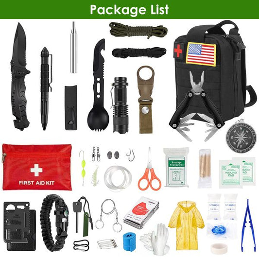 47 in 1 Survival Kits, Gifts for Men, Professional Survival Gear Equipment Tools First Aid Supplies for SOS Emergency Tactical Hiking Hunting Disaster Camping Adventures(No shipments on weekends)