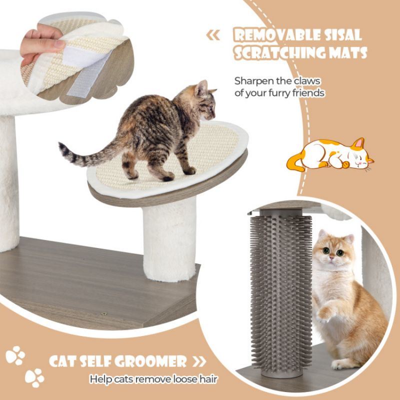 2-in-1 Modern Cat Tower with Litter Box Enclosure for Indoor Cars